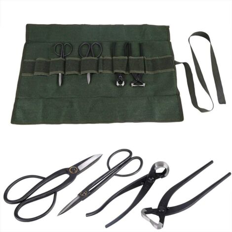 Bonsaï Outil Kit, 4 Pcs Branche Coupe Ciseaux Pinces Jardin Outils De Coupe Heavy Duty avec Pierre À Aiguiser en Roll-up Poche