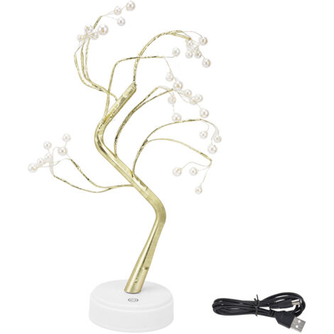 [Bonsai-Tischlampe] [Stabil und sicher] [USB-Kabel] [36 weiche LED-Lichterketten] – Flexible Zweige zum Selberbauen [326 g, robuster Kunststoff] für Zuhause, Büro und Partydekoration