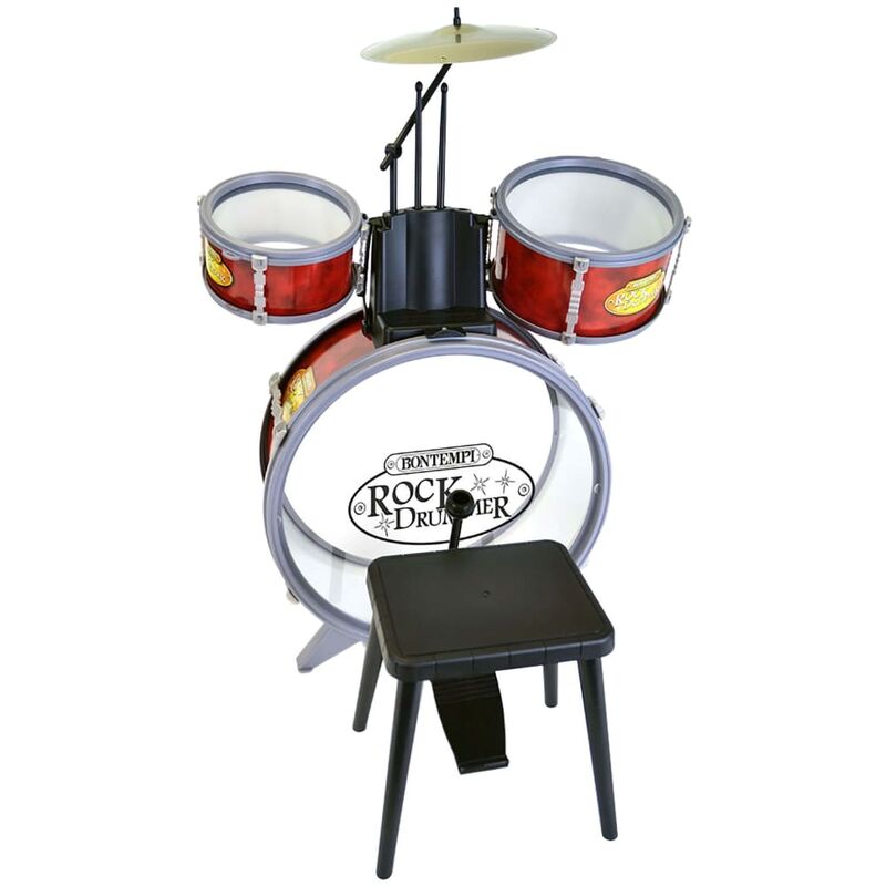 

Bontempi Juego de batería de juguete con taburete - Multicolor