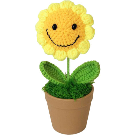 „Bonzai“ – Kleiner gewebter Blumentopf – „Strahlende Sonnenblume“ – Handgefertigte Pflanzendekoration [Handgefertigt] [Umweltfreundliche Dekoration] [Für Zuhause/Garten]
