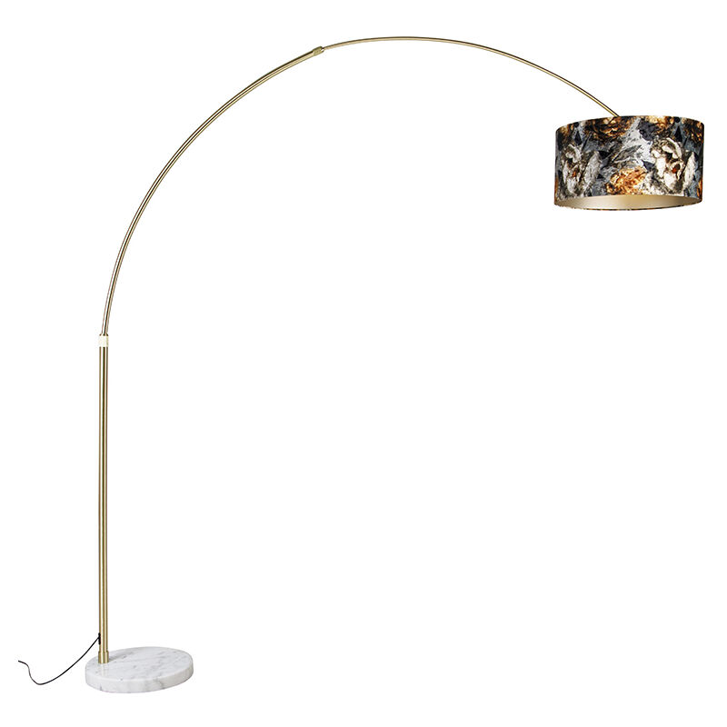 Arc Lamp Brass With Shade Flower Design 50 Cm - Xxl - Floral Print