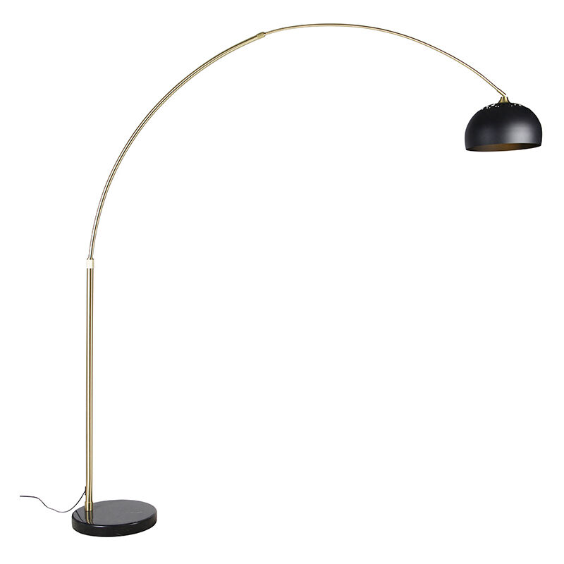 Modern Arc Lamp Brass with Marble Base and Black Lampshade 32.5 cm - xxl