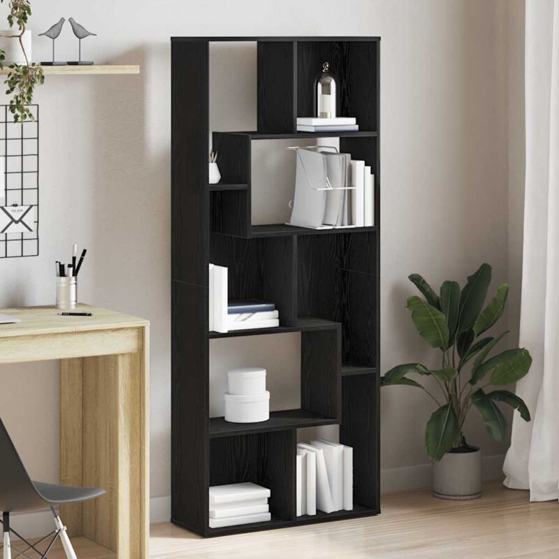Bookcase Black Oak 67x24x161 Cm Engineered Wood Vidaxl