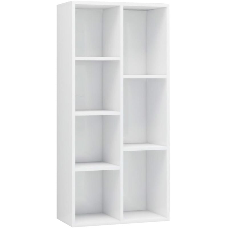 Book Cabinet High Gloss White 50x25x106 cm Engineered Wood Vidaxl