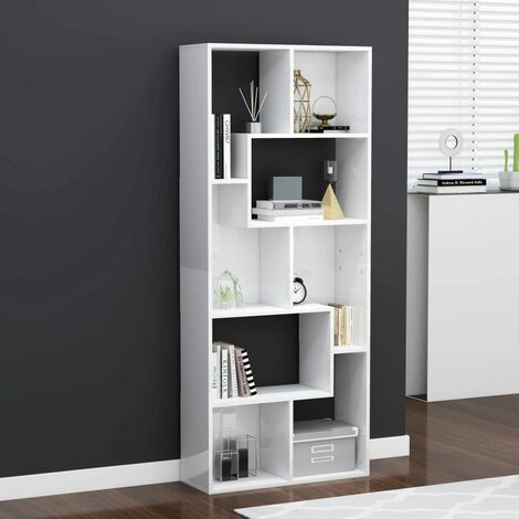 Book Cabinet High Gloss White 67x24x161 cm Chipboard36439-Serial number