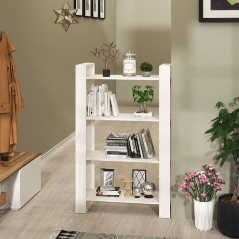 Book Cabinet/Room Divider White 80x35x125 cm Solid Wood Pine vidaXL