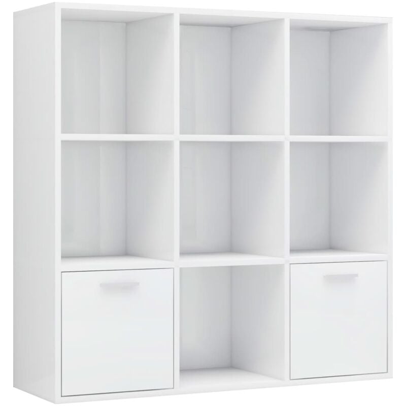 Book Cabinet High Gloss White 98x30x98 cm Engineered Wood Vidaxl