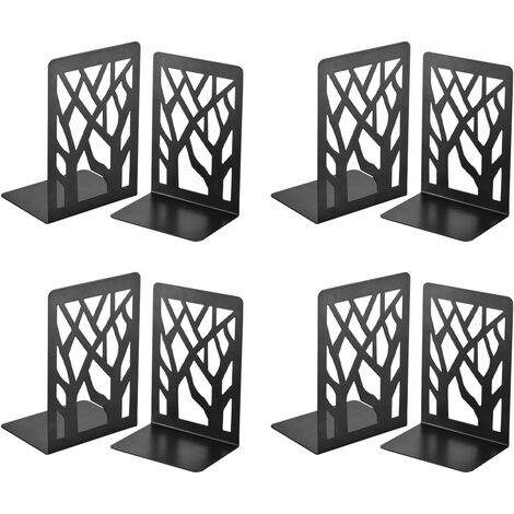 Book Ends, Bookends, Book Ends for Shelves, Bookends for Shelves, Bookend, Book Ends for Heavy Books, Book Shelf Holder Home Decorative, Metal Bookends Black 4 Pair, Bookend Supports, Book Stoppers