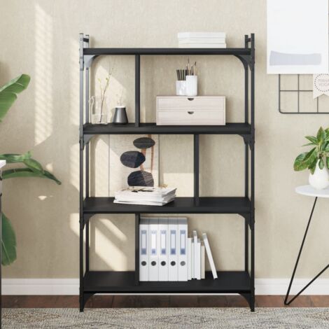 Bookcase 4-Tier Black 76x32x123 cm Engineered Wood vidaXL
