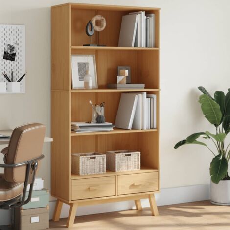 Bookcase 4-Tier OLDEN Brown Solid Wood Pine vidaXL