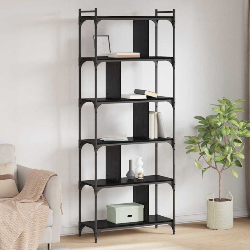 Bookcase Black Oak 76 X 32 X 192 Cm Engineered Wood Vidaxl