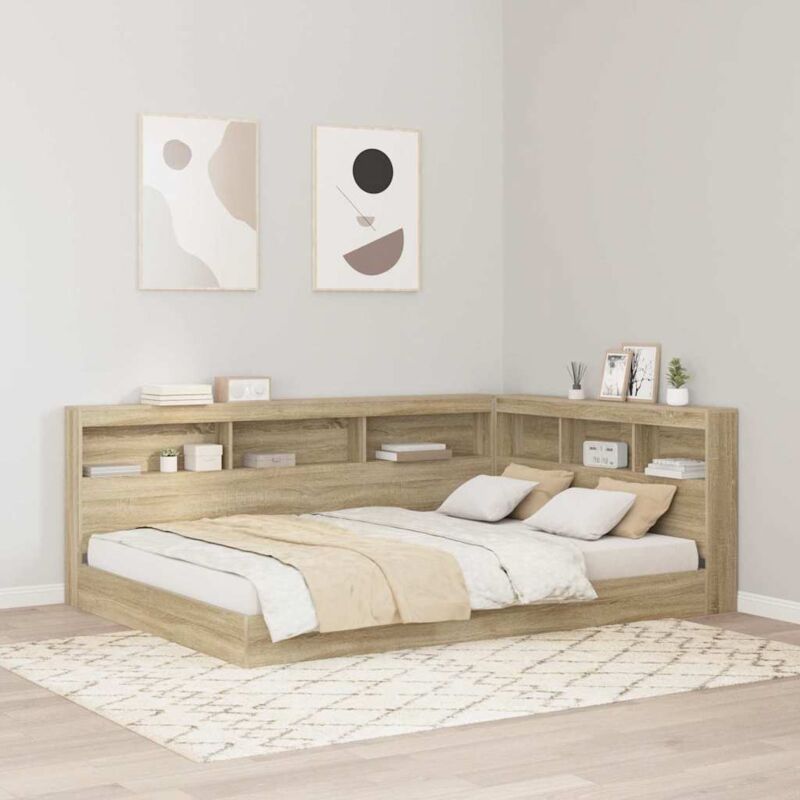 Bookcase Bed Sonoma Oak 160 X 200 Cm Engineered Wood Vidaxl