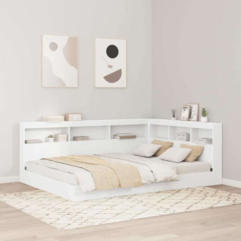 Bookcase Bed With Headboard White 150 X 200 Cm Engineered Wood Vidaxl