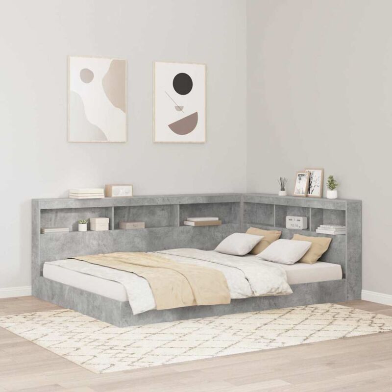 Bookcase Bed Concrete Grey 160 X 200 Cm Engineered Wood Vidaxl