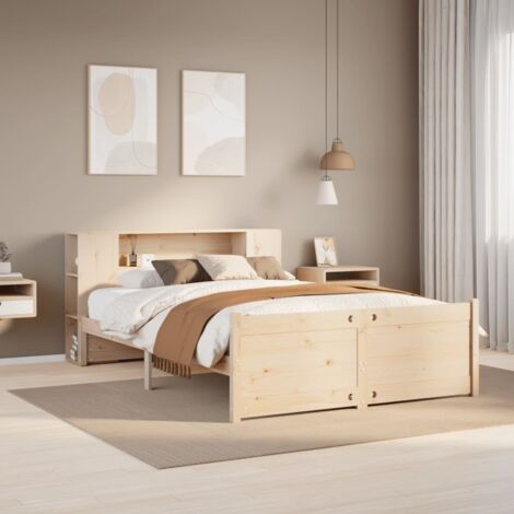Bookcase Bed without Mattress 135x190cm Double Solid Wood Pine vidaXL