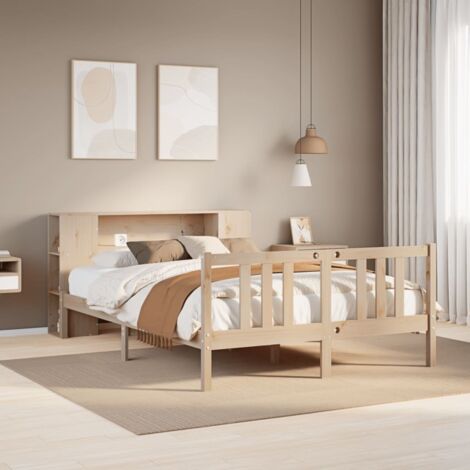 Bookcase Bed without Mattress 135x190cm Solid Wood Pine vidaXL