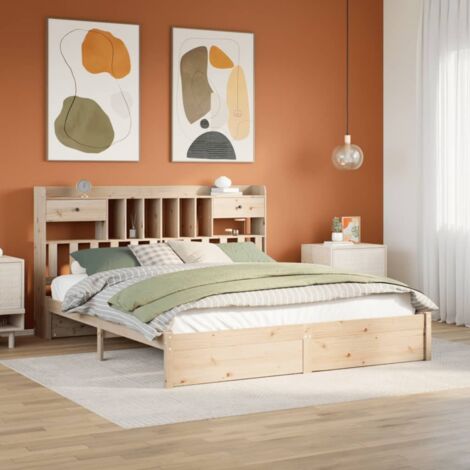 Bookcase Bed without Mattress 180x200cm Super King Solid Wood Pine vidaXL