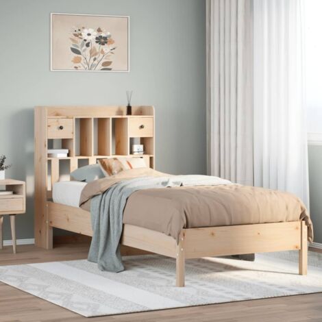 Bookcase Bed without Mattress 75x190 cm Small Single Solid Wood Pine vidaXL