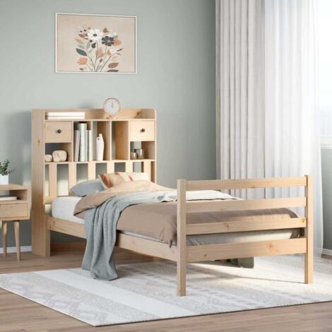 Bookcase Bed without Mattress 75x190 cm Small Single Solid Wood Pine vidaXL