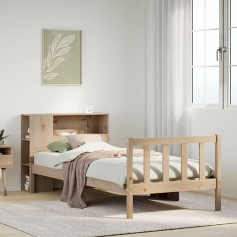Bookcase Bed without Mattress 75x190 cm Small Single Solid Wood Pine vidaXL
