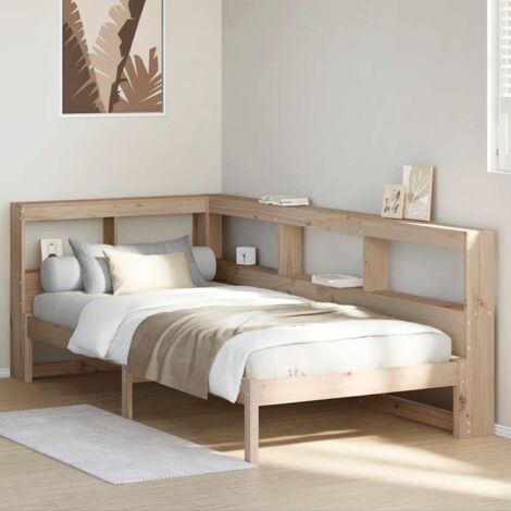 Bookcase Bed without Mattress 75x190 cm Solid Wood Pine vidaXL