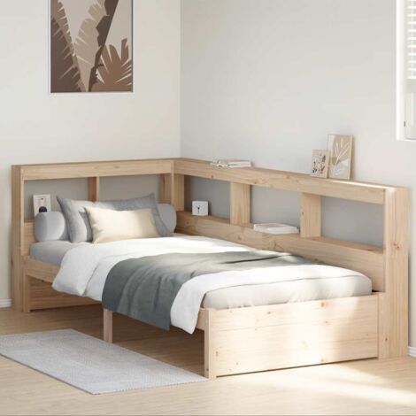 Bookcase Bed without Mattress 75x190 cm Solid Wood Pine vidaXL