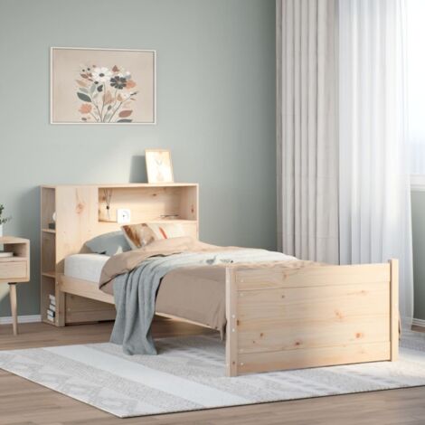 Bookcase Bed without Mattress 75x190cm Small Single Solid Wood Pine vidaXL