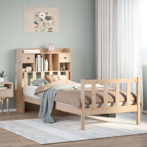 Bookcase Bed without Mattress 90x190 cm Single Solid Wood Pine vidaXL