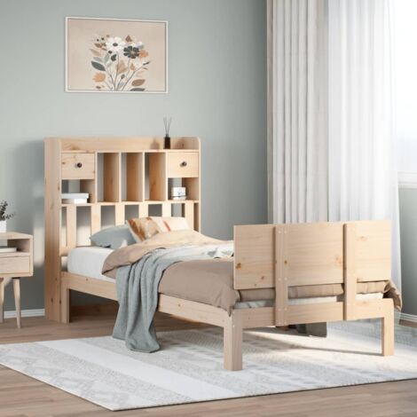 Bookcase Bed without Mattress 90x190cm Solid Wood Pine vidaXL