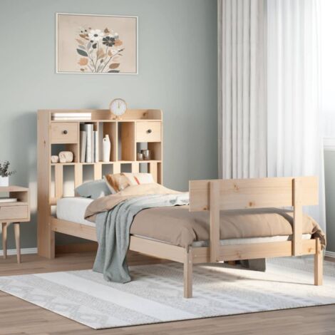 Bookcase Bed without Mattress 90x200 cm Solid Wood Pine vidaXL