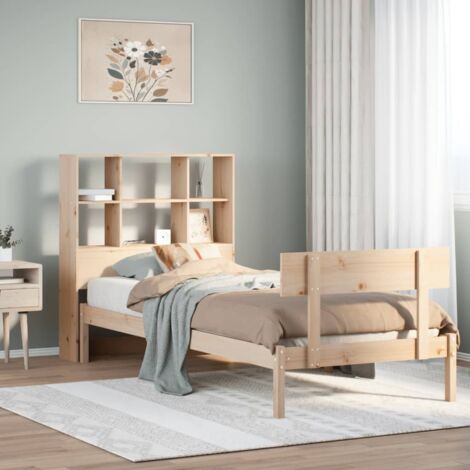 Bookcase Bed without Mattress 90x200 cm Solid Wood Pine vidaXL