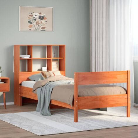 Bookcase Bed without Mattress Wax Brown 75x190 cm Small Single Solid Wood Pine vidaXL