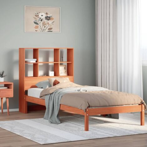 Bookcase Bed without Mattress Wax Brown 75x190 cm Small Single Solid Wood Pine vidaXL