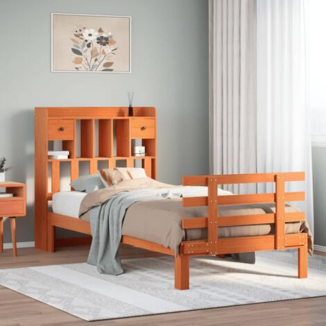 Bookcase Bed without Mattress Wax Brown 75x190 cm Small Single Solid Wood Pine vidaXL