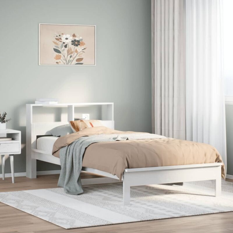 Bookcase Bed Without Mattress White 90x190 Cm Single Solid Wood Pine Vidaxl