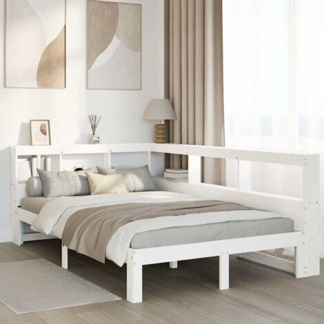 Bookcase Bed without Mattress White 120x190 cm Small Double Solid Wood Pine vidaXL