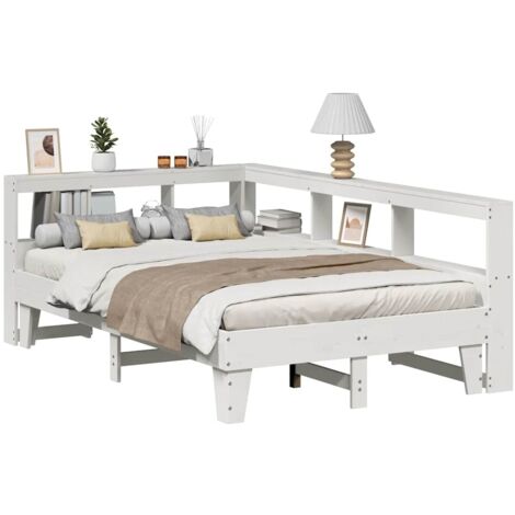 Bookcase Bed without Mattress White 120x190cm Small Double Solid Wood Pine vidaXL