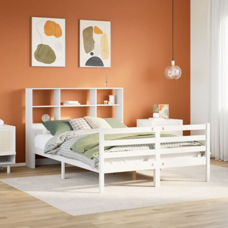 Bookcase Bed without Mattress White 140x200 cm Solid Wood Pine vidaXL