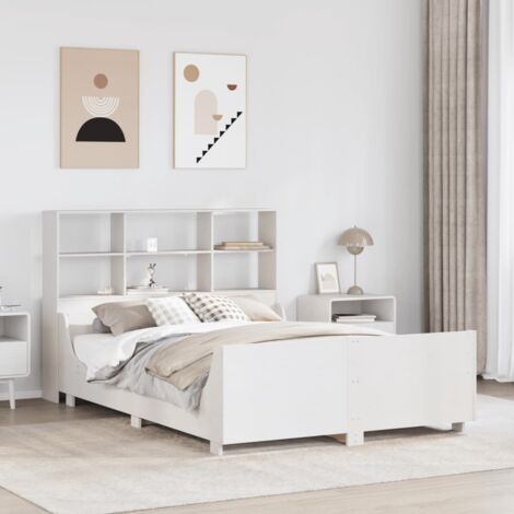 Bookcase Bed without Mattress White 140x200 cm Solid Wood vidaXL