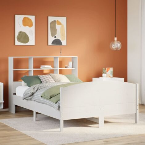 Bookcase Bed without Mattress White 140x200cm Solid Wood Pine vidaXL