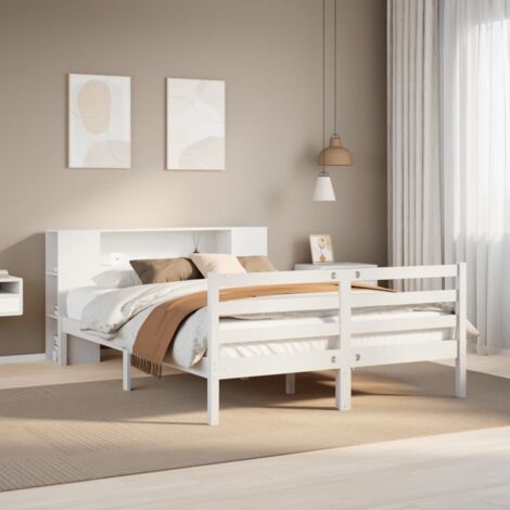 Bookcase Bed without Mattress White 160x200 cm Solid Wood Pine vidaXL