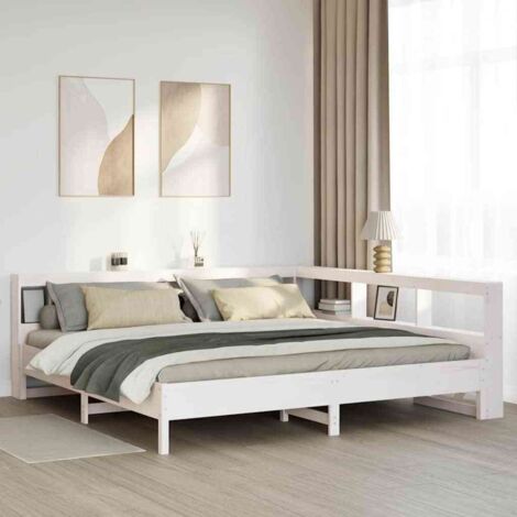 Bookcase Bed without Mattress White 180x200 cm Solid Wood Pine vidaXL