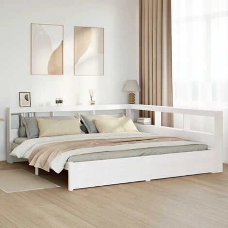 Bookcase Bed without Mattress White 180x200 cm Solid Wood Pine vidaXL