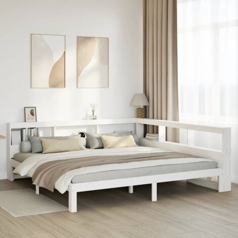 Bookcase Bed without Mattress White 180x200 cm Super King Solid Wood Pine vidaXL