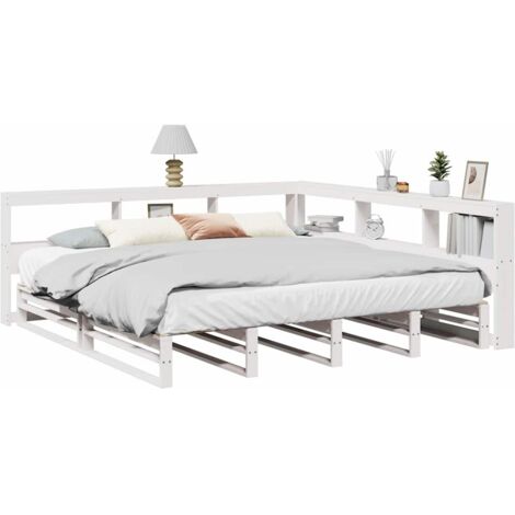 Bookcase Bed without Mattress White 180x200cm Solid Wood Pine vidaXL