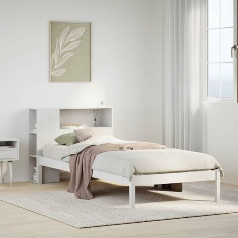 Bookcase Bed without Mattress White 75x190 cm Small Single Solid Wood Pine vidaXL