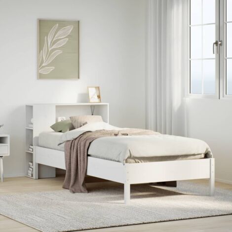 Bookcase Bed without Mattress White 75x190 cm Small Single Solid Wood Pine vidaXL