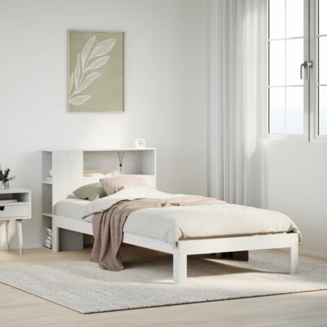 Bookcase Bed without Mattress White 75x190 cm Small Single Solid Wood Pine vidaXL