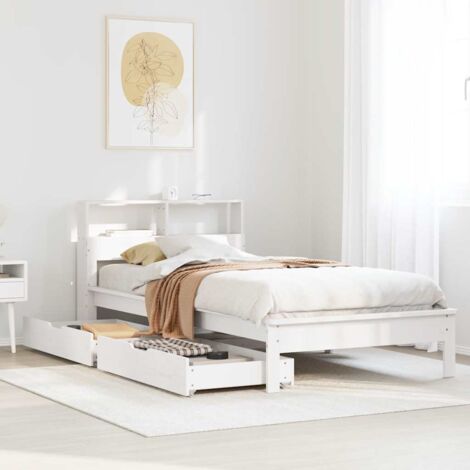 Bookcase Bed without Mattress White 75x190 cm Small Single Solid Wood Pine vidaXL