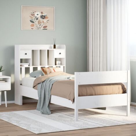 Bookcase Bed without Mattress White 75x190 cm Small Single Solid Wood Pine vidaXL